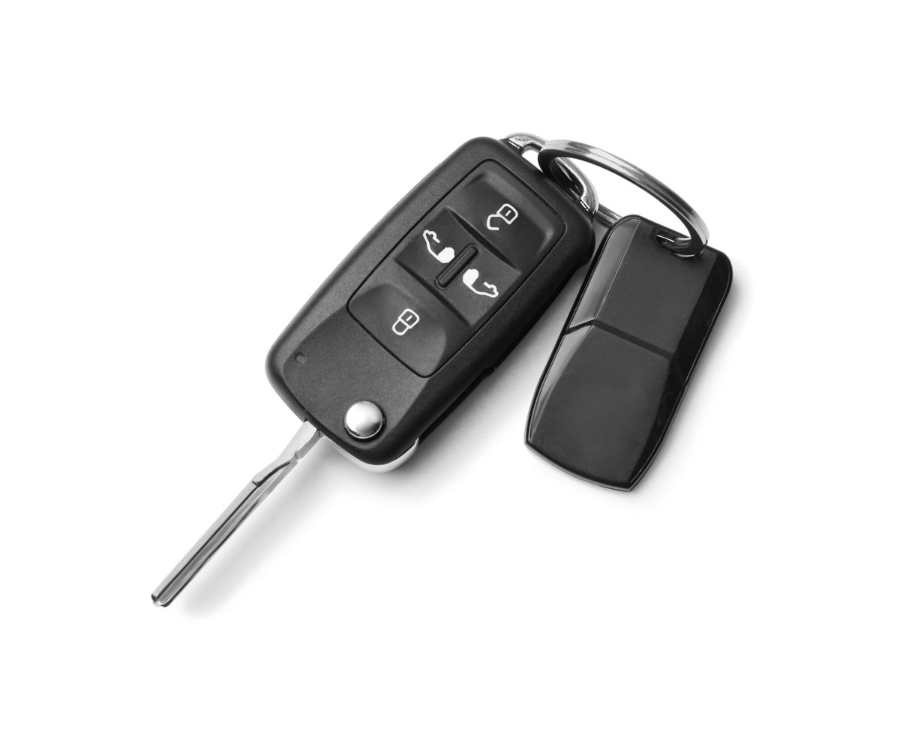 A photo of a set of car keys on a white background taken near Rocky Mount, NC