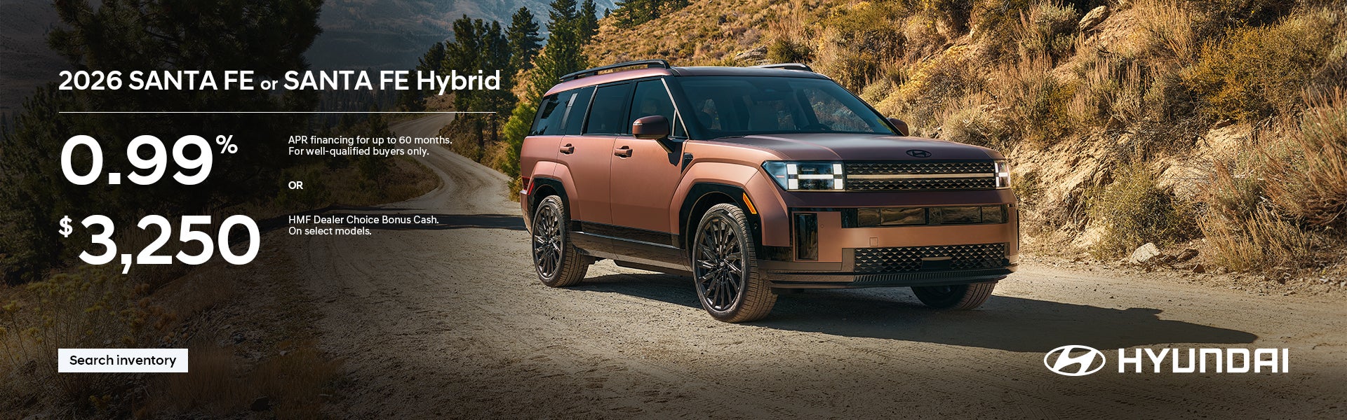 2026 Hyundai Santa Fe, Santa Fe Hybrid APR or Bonus Cash Offer