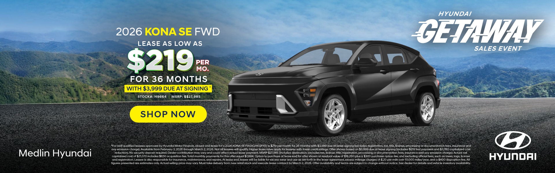 2026 Kona SE - Lease for $219/mo