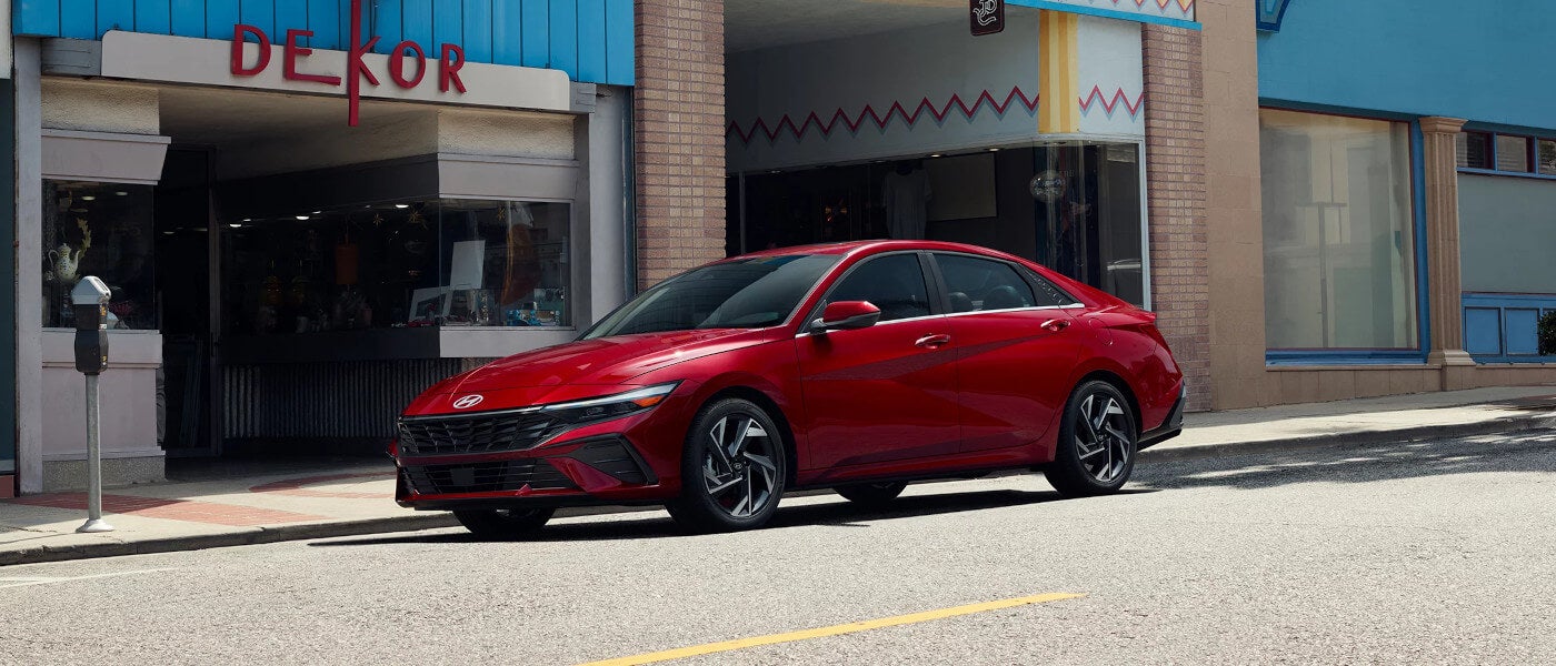 2026 Hyundai Elantra parked outside a shop