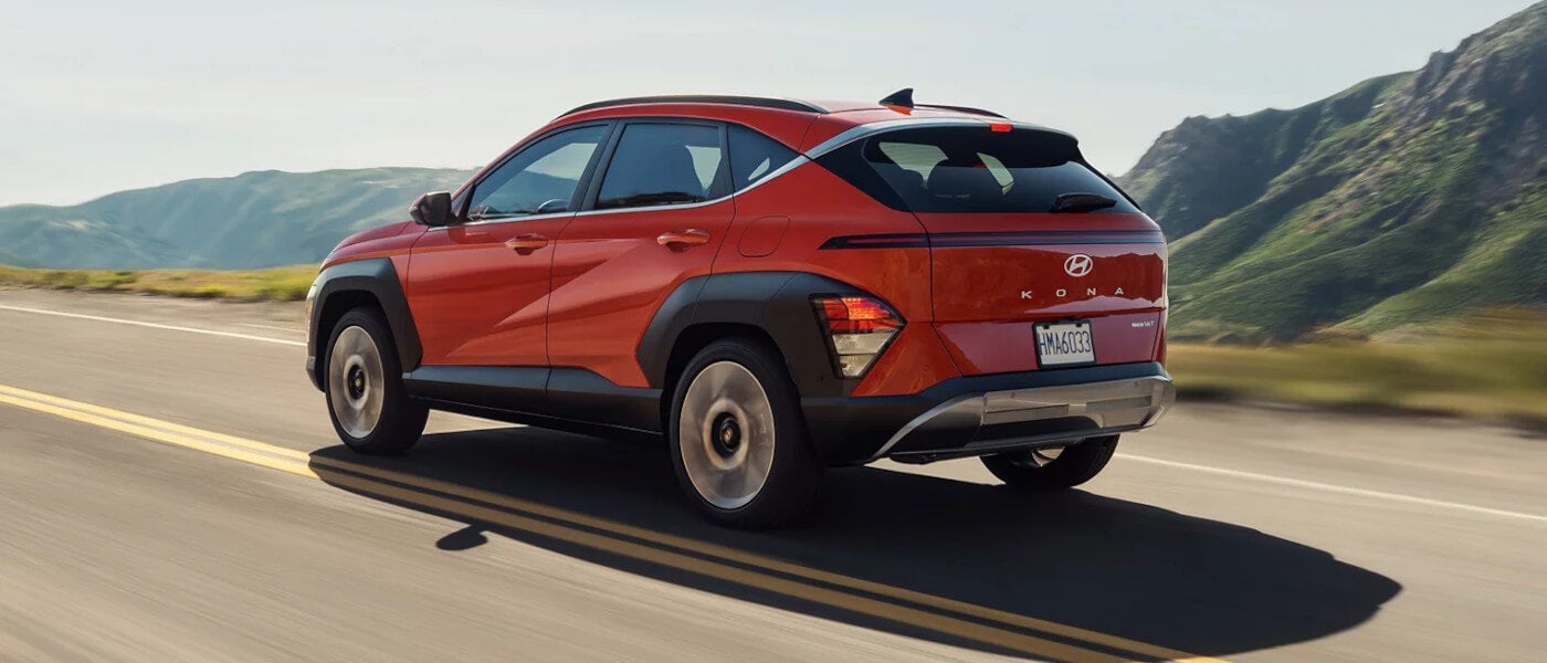2026 Hyundai Kona driving away on highway